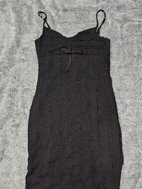 NWOT Derek Heart Black Mini Dress Medium Juniors Lace Textured Slip Dress